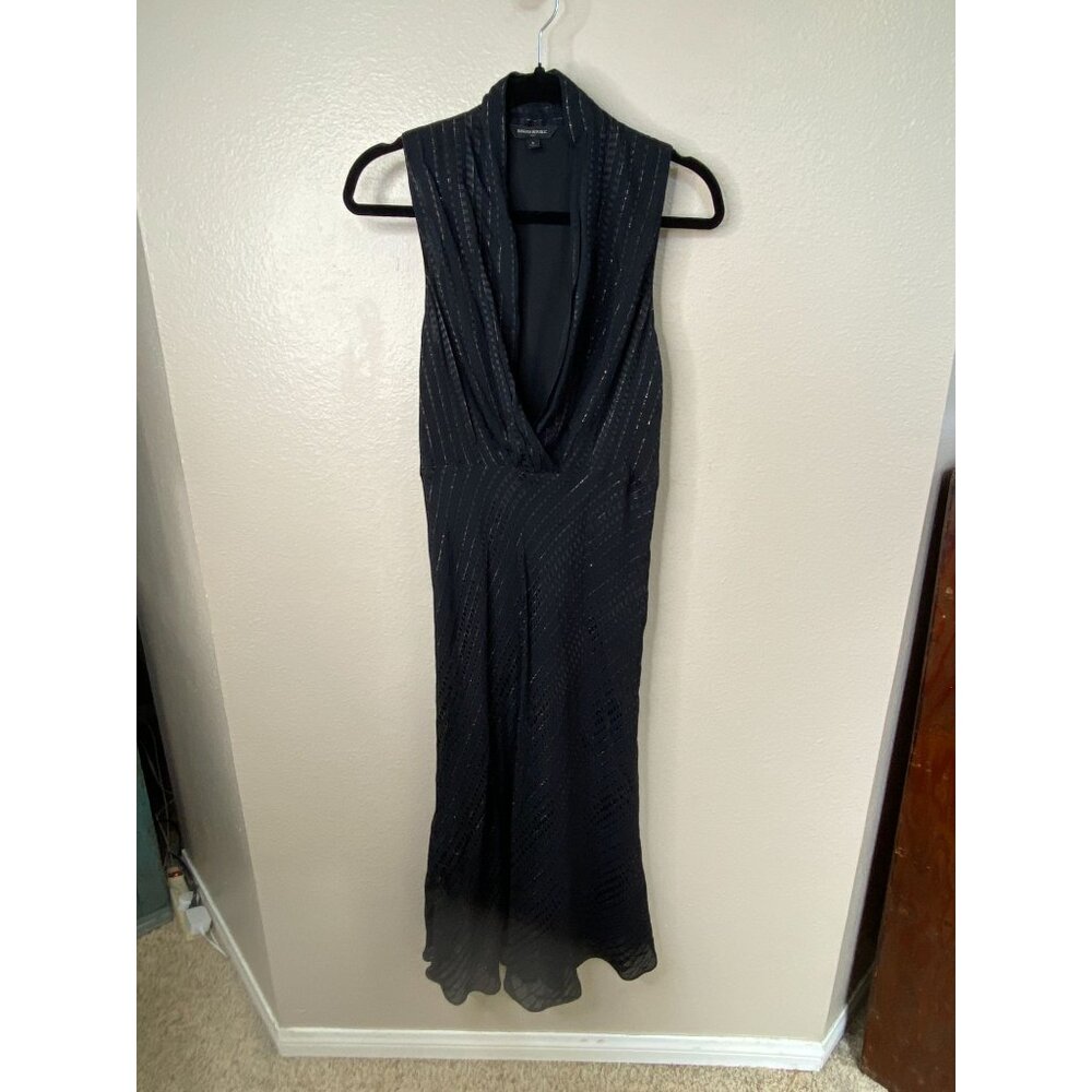 Banana Republic Womens Sleeveless Black Dress 8 Striped Metallic  Rayon Blend - Picture 2 of 7